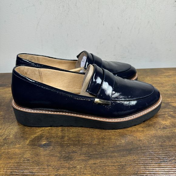 Naturalizer Adiline Platform Loafer Patent Leather Black Shoes Women's Size 10 W - Picture 1 of 8